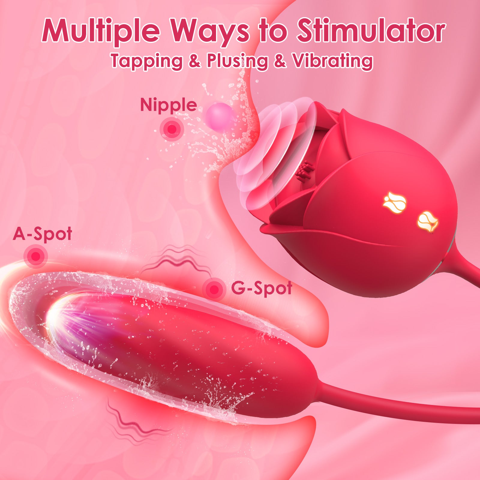 Rose Sex Stimulator for Women with 9 Tapping--Fiona