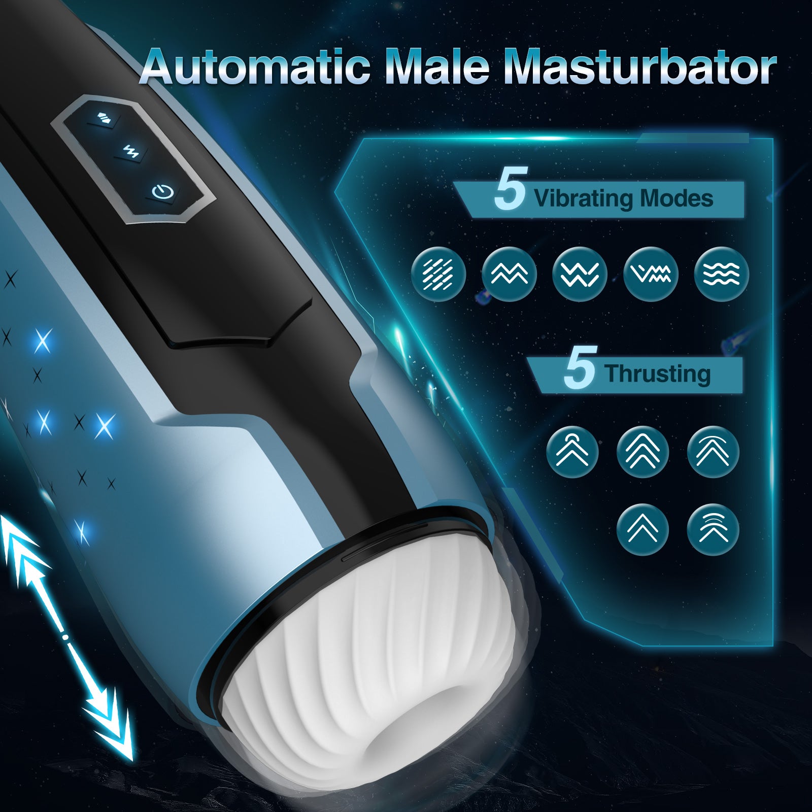 Automatic Male Masturbators with 5 Thrusting&5 Vibrating Modes--Galaxy