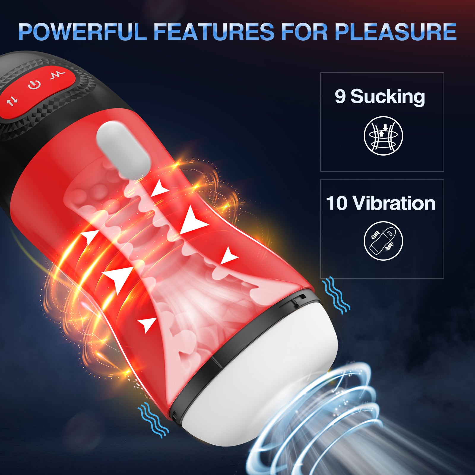 Sucking Male Masturbator Cup with 9 Suckion & 10 Vibrating & Heating for Mens--Stark