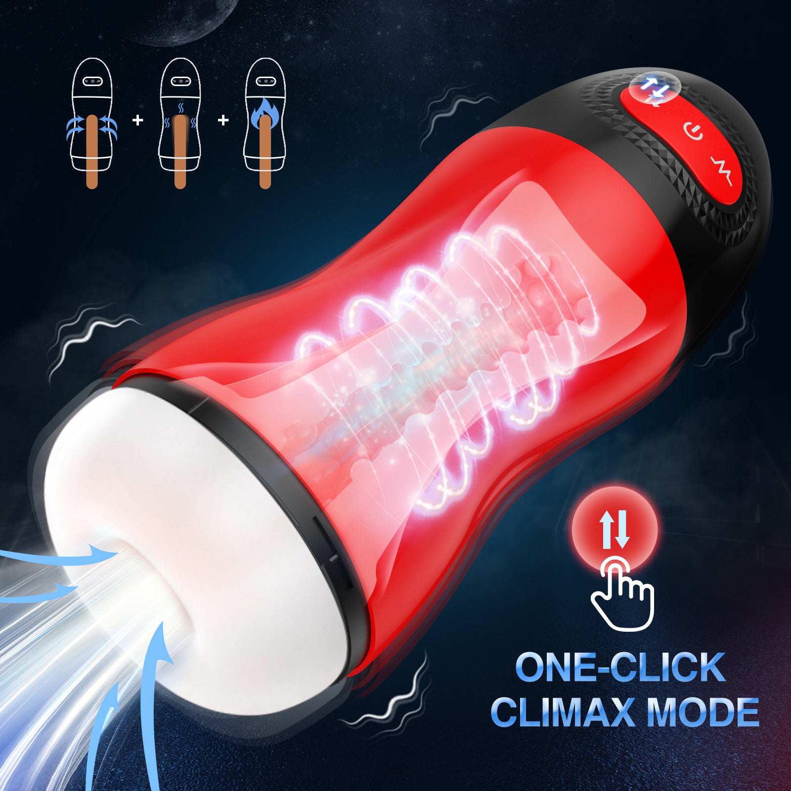 Sucking Male Masturbator Cup with 9 Suckion & 10 Vibrating & Heating for Mens--Stark
