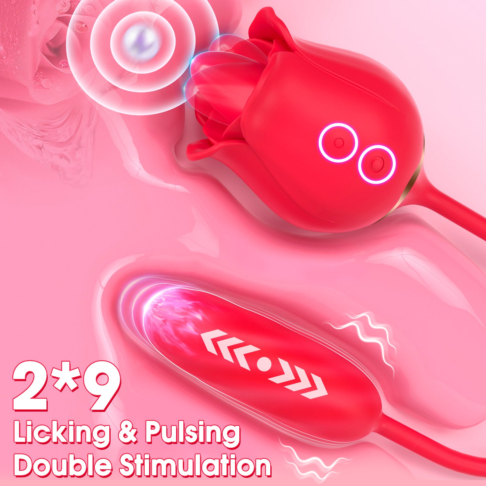Pulsating Dildo Clitoral Stimulator Tongue Licking Rose Vibrator--Stella