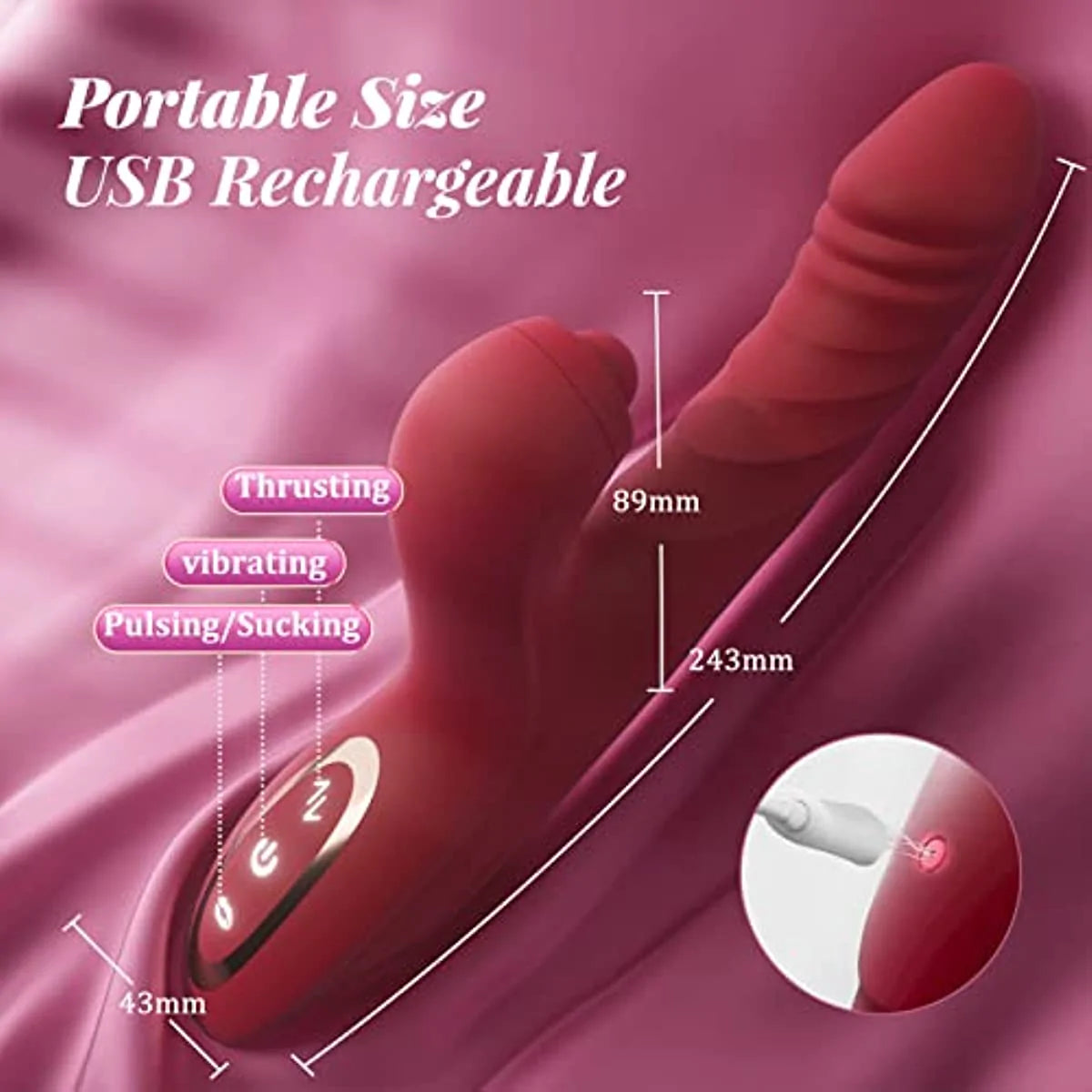 Rabbit Vibrator with 10 Powerful Vibration 7 Thrust Mode - Shirley
