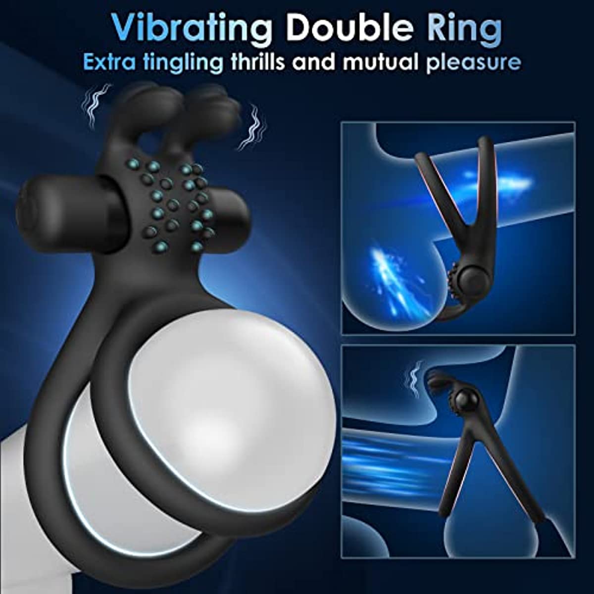 7 Different Sizes Soft Silicone Penis Ring with Vibrator for Erection - JACK