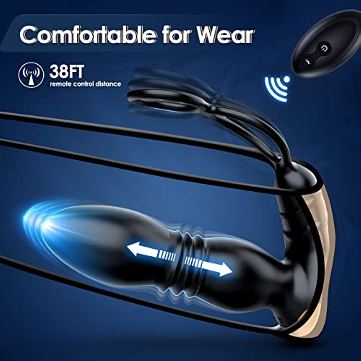 Thrusting Anal Vibrator Prostate Massager with Penis Ring- Pearl