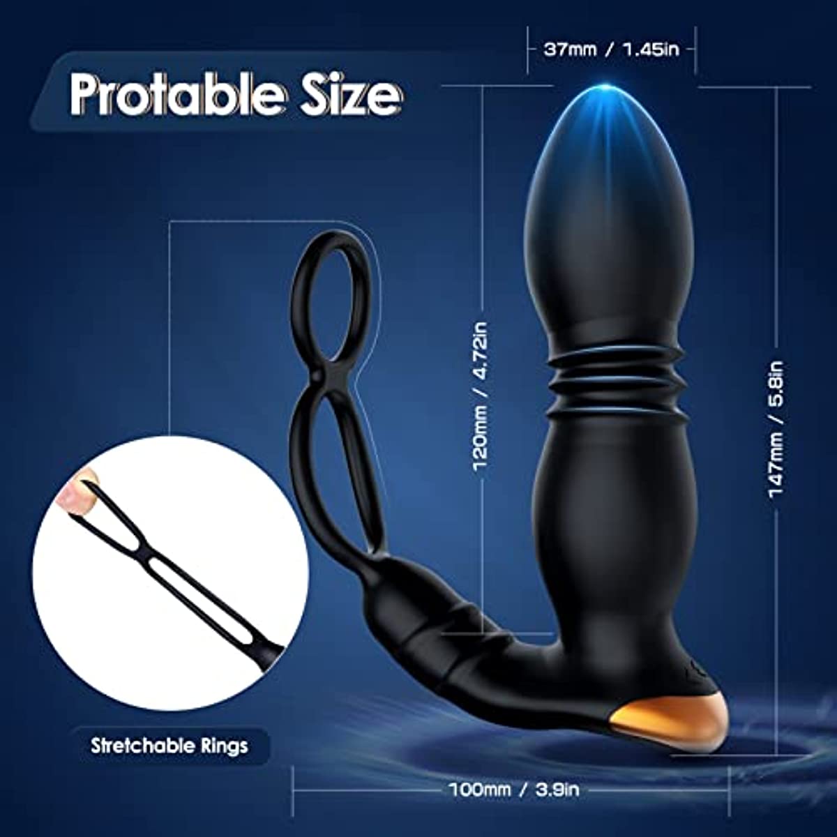 Thrusting Anal Vibrator Prostate Massager with Penis Ring- Pearl