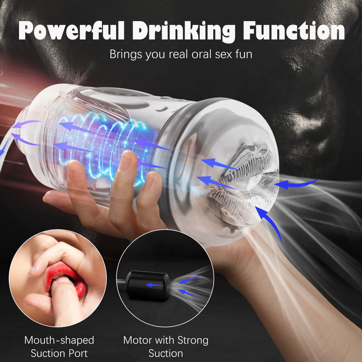 Automatic 2-in-1 Oral Masturbator with Strong Sucking and Vibrating-Bass