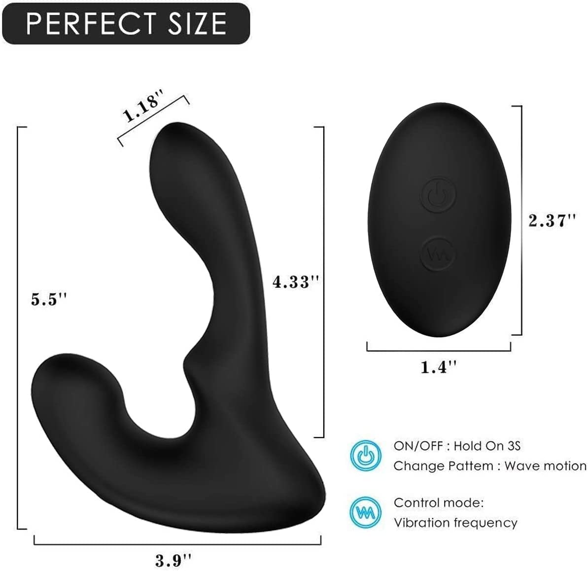 Motion Vibrating Prostate Massager with 9 Speeds Remote Controlled