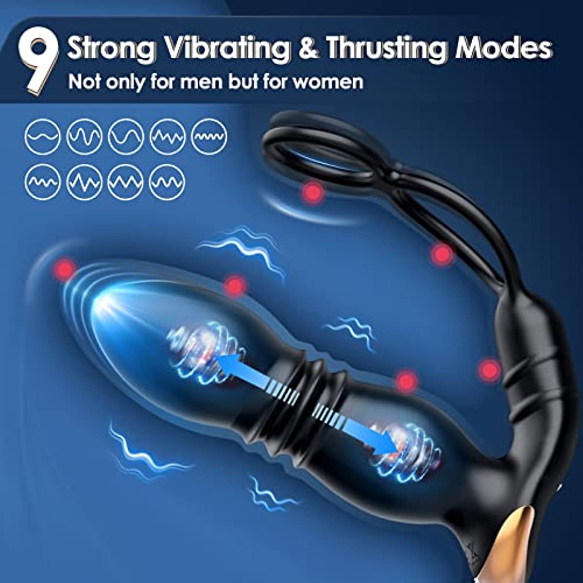 Thrusting Anal Vibrator Prostate Massager with Penis Ring- Pearl