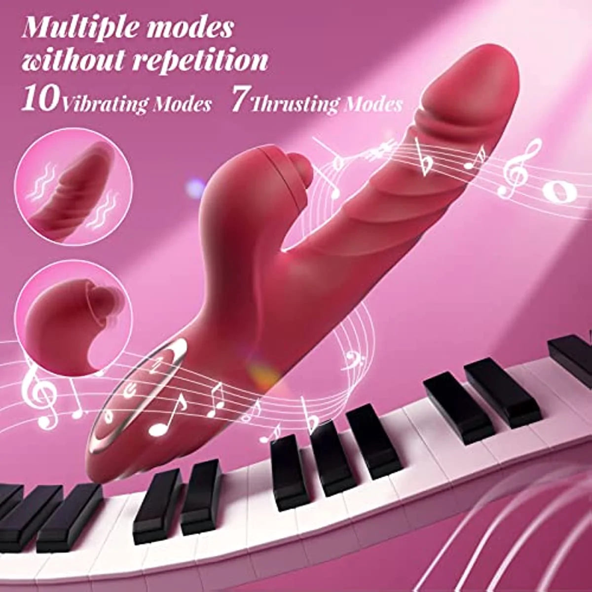 Rabbit Vibrator with 10 Powerful Vibration 7 Thrust Mode - Shirley