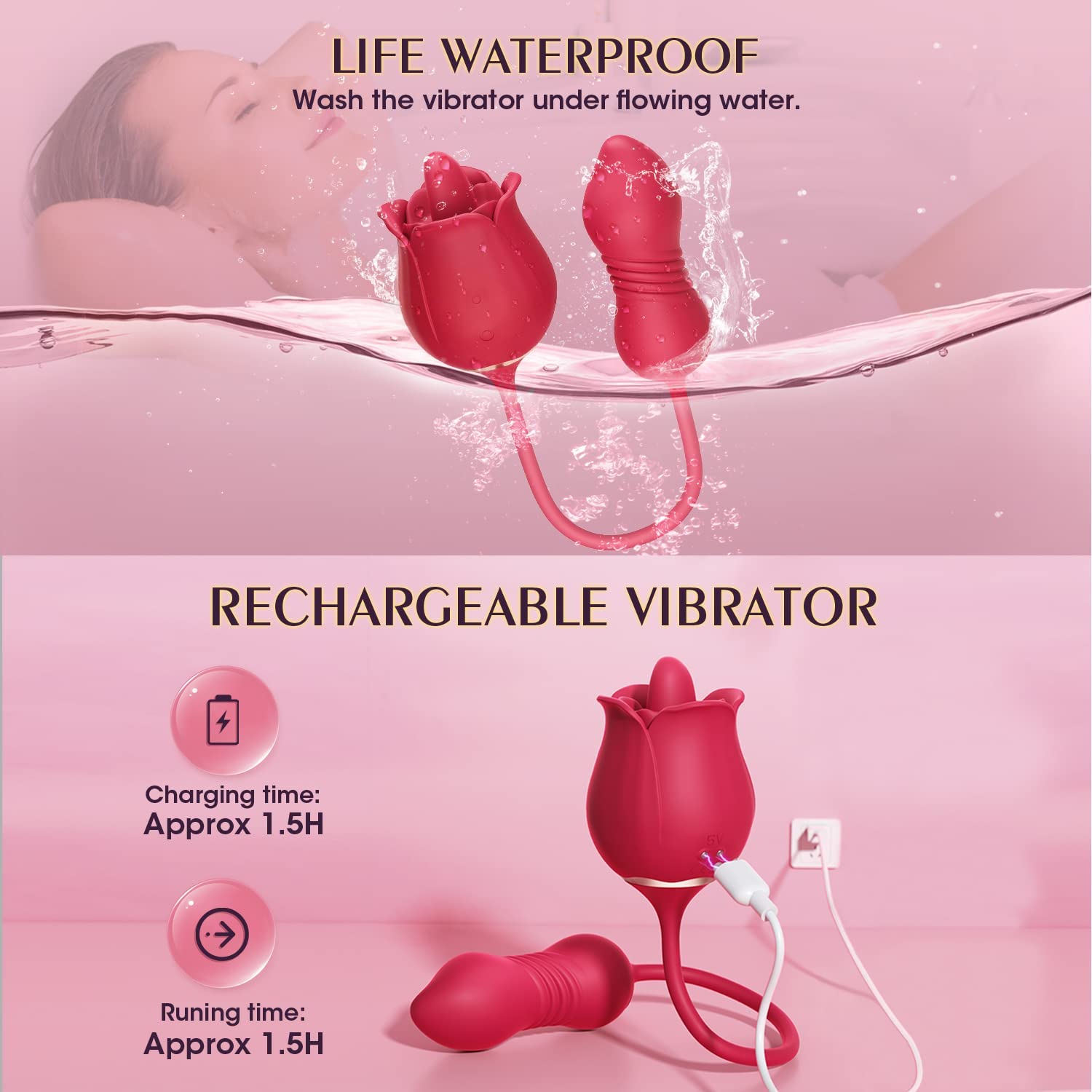 3 in 1 Rose Toy Vibrator - Skylar