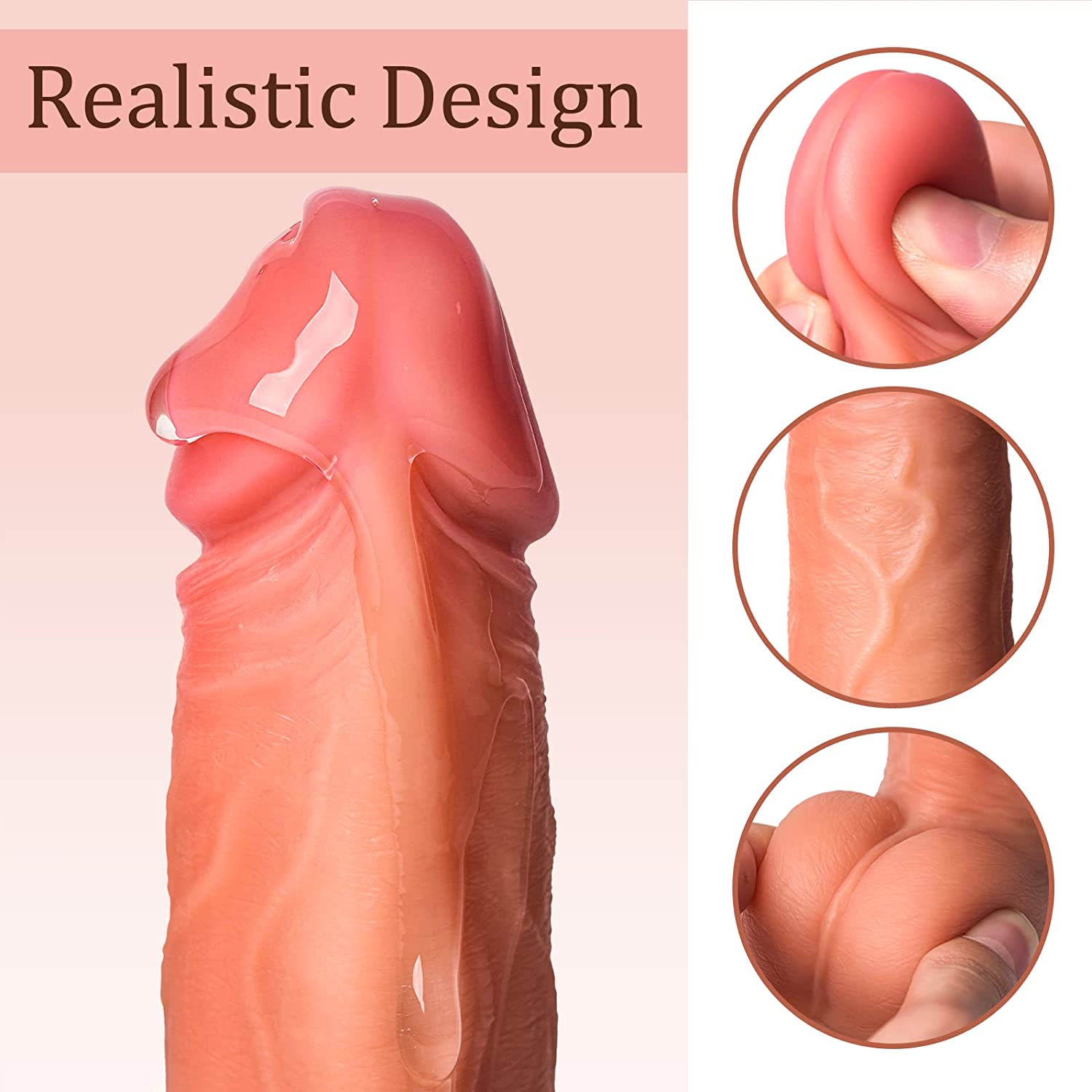 Thrusting Realistic Dildo Vibrator 8 Thrusting&Vibrating Modes 8.7in -Basil