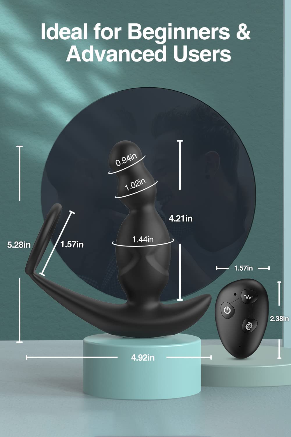 App & Remote Control with 3 Rotating & 9 Vibrating Anal Plug - Luz