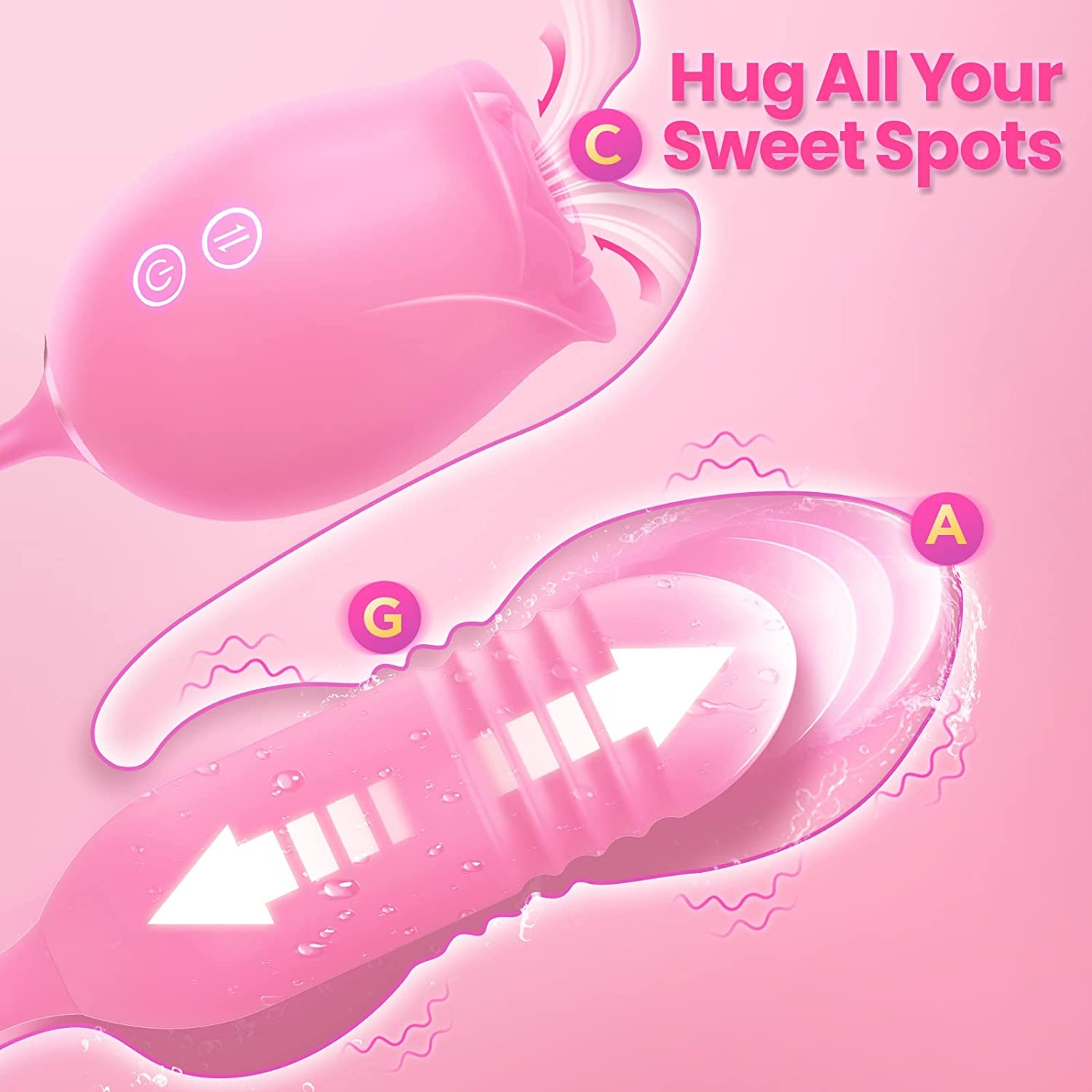 Upgraded Rose Sex Sucker Sucking Thrusting Dildo--Pink