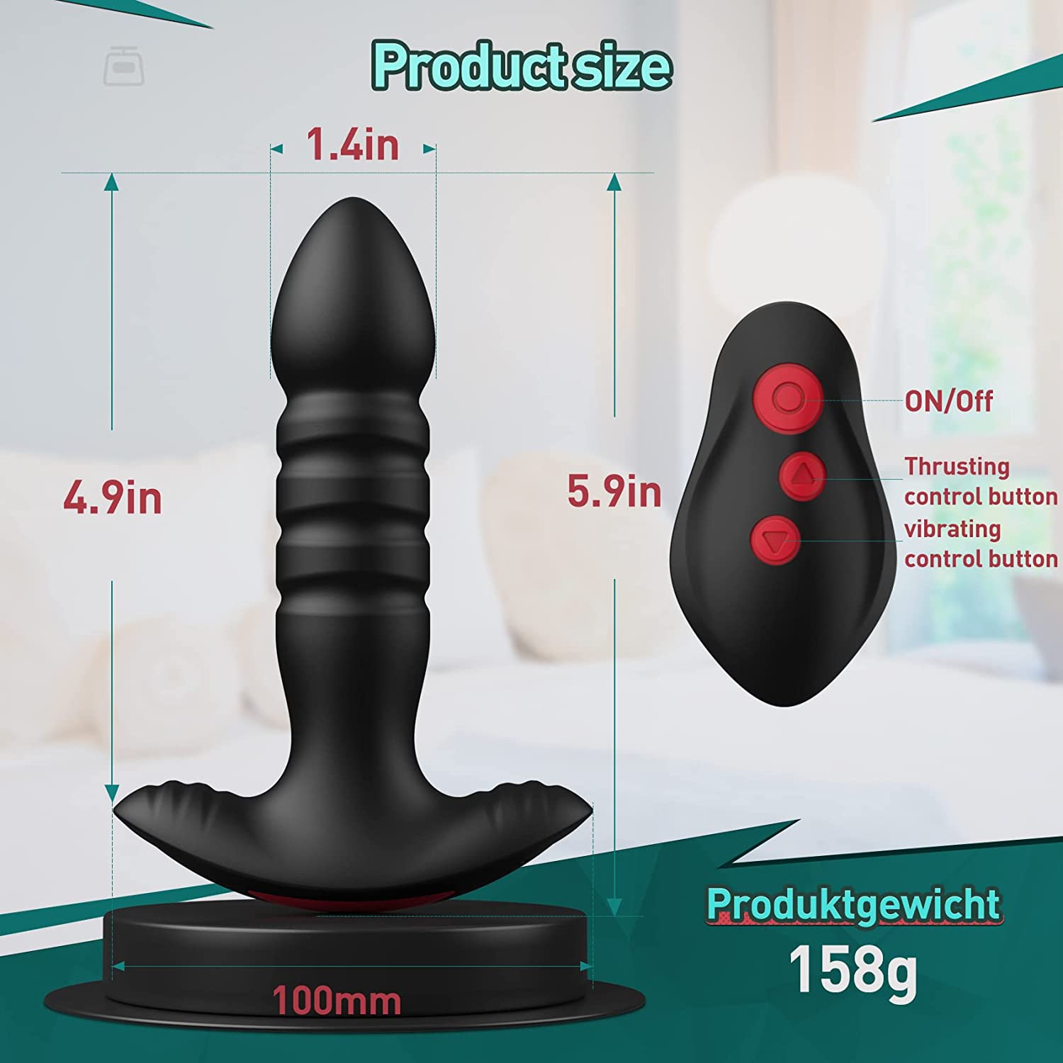 Anal Plug Vibrator with App Control Sex Toys for Men & Women - Harry