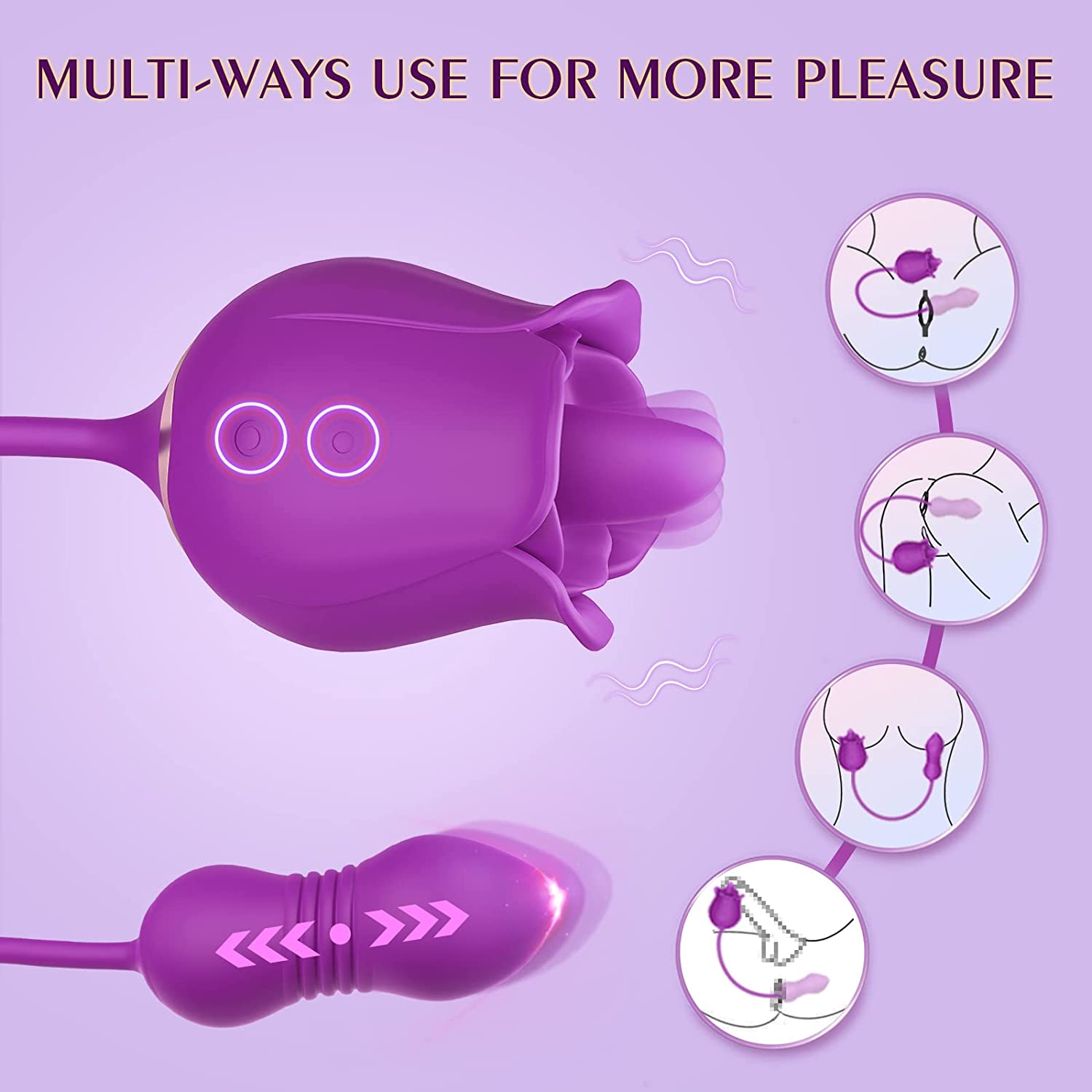 3 in 1 Rose Toy Vibrator -  Carmen