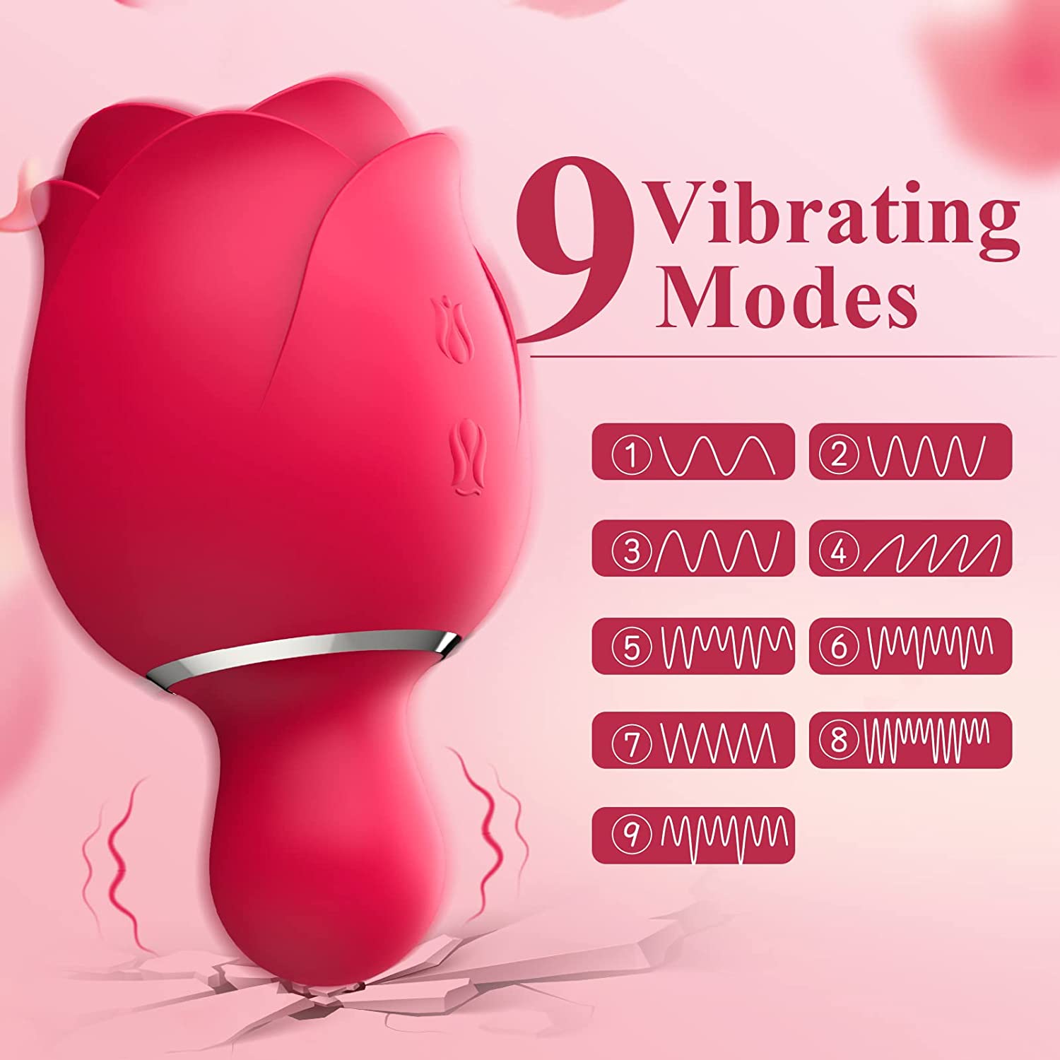 Rose Small Vibrators with 9 Tapping Modes Clitoral Nipple Stimulator - Fran