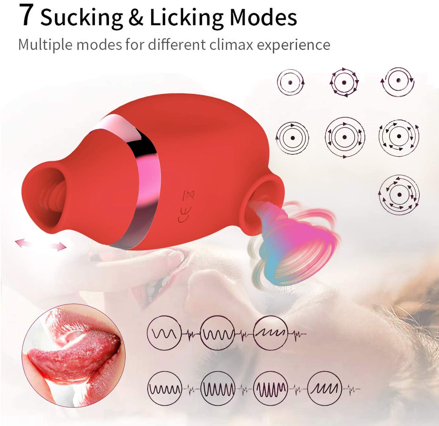 7 Sucking Modes Tongue Vibrator Dual Clitoral Stimulator