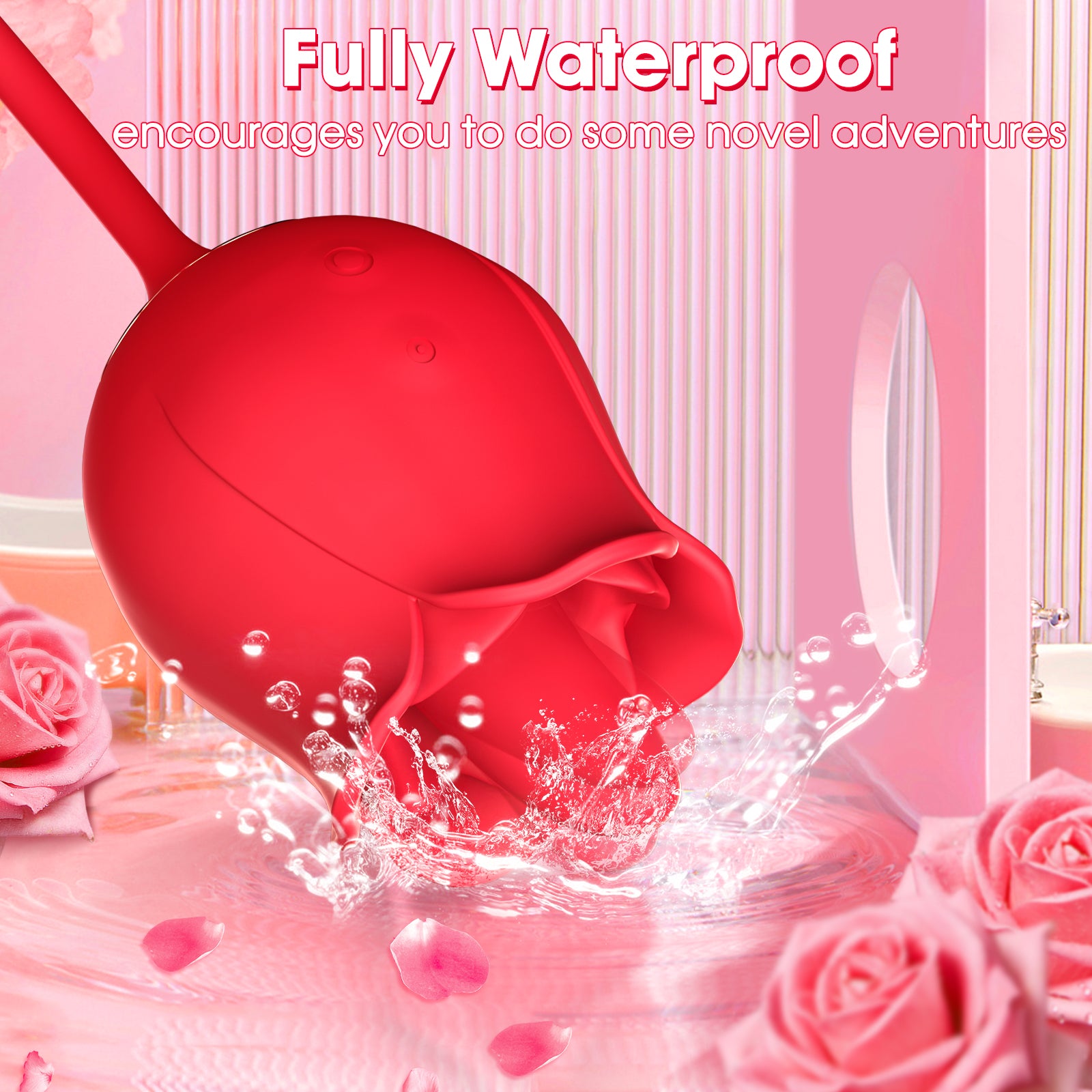 Pulsating Dildo Clitoral Stimulator Tongue Licking Rose Vibrator--Stella