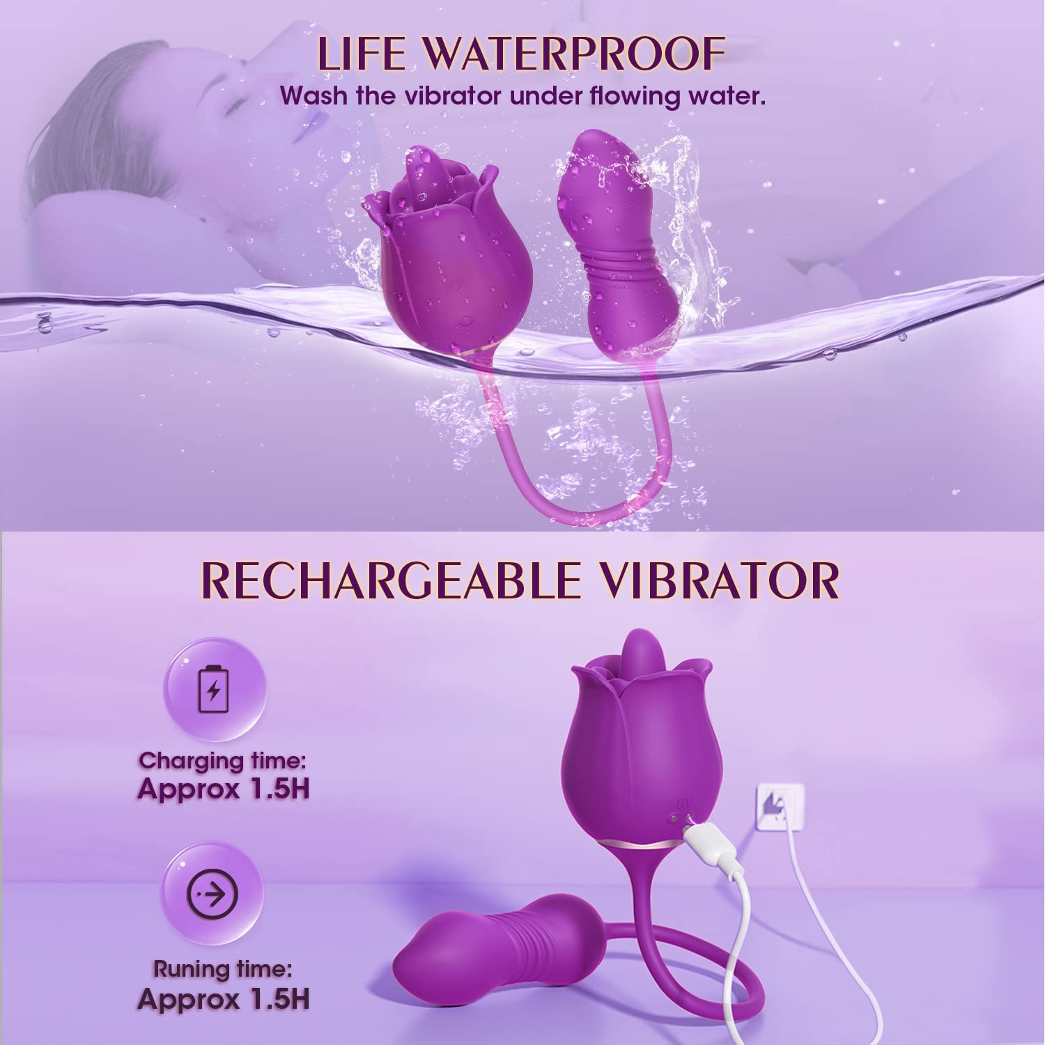 3 in 1 Rose Toy Vibrator -  Carmen