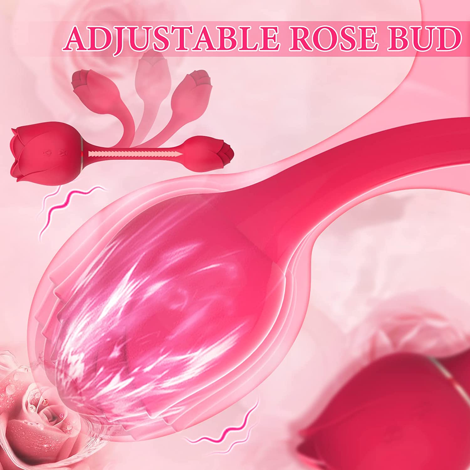 Rose Vibrator with 9 Pulsing & Vibrating ，Vibrating Dildo-Sara