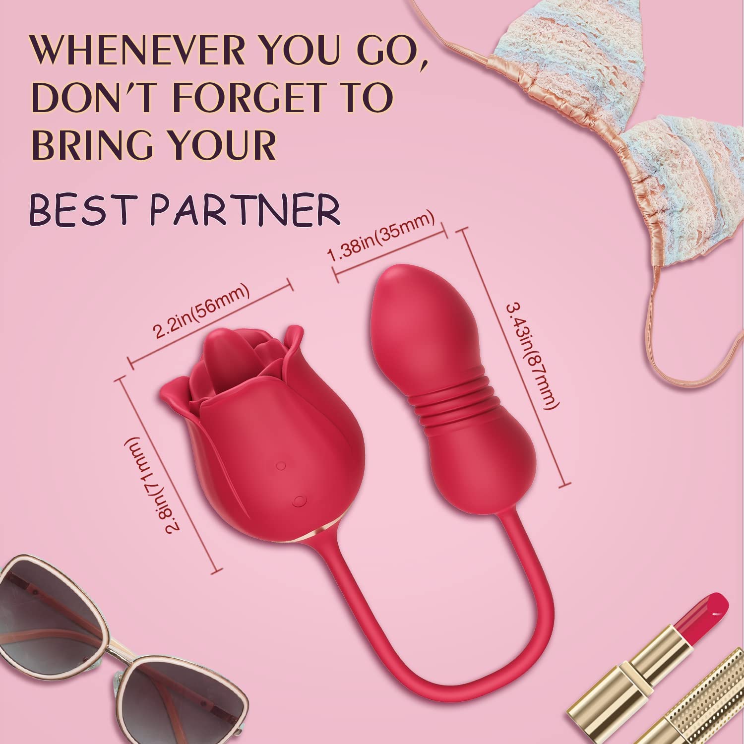 3 in 1 Rose Toy Vibrator - Skylar