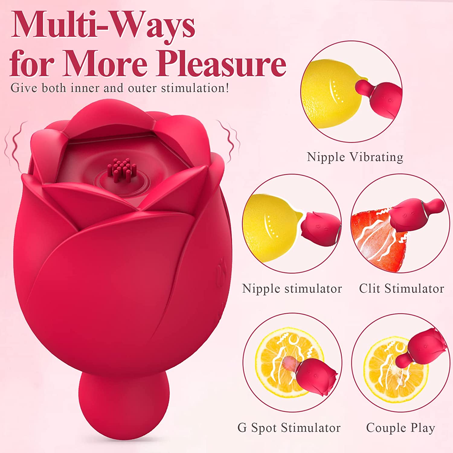 Rose Small Vibrators with 9 Tapping Modes Clitoral Nipple Stimulator - Fran