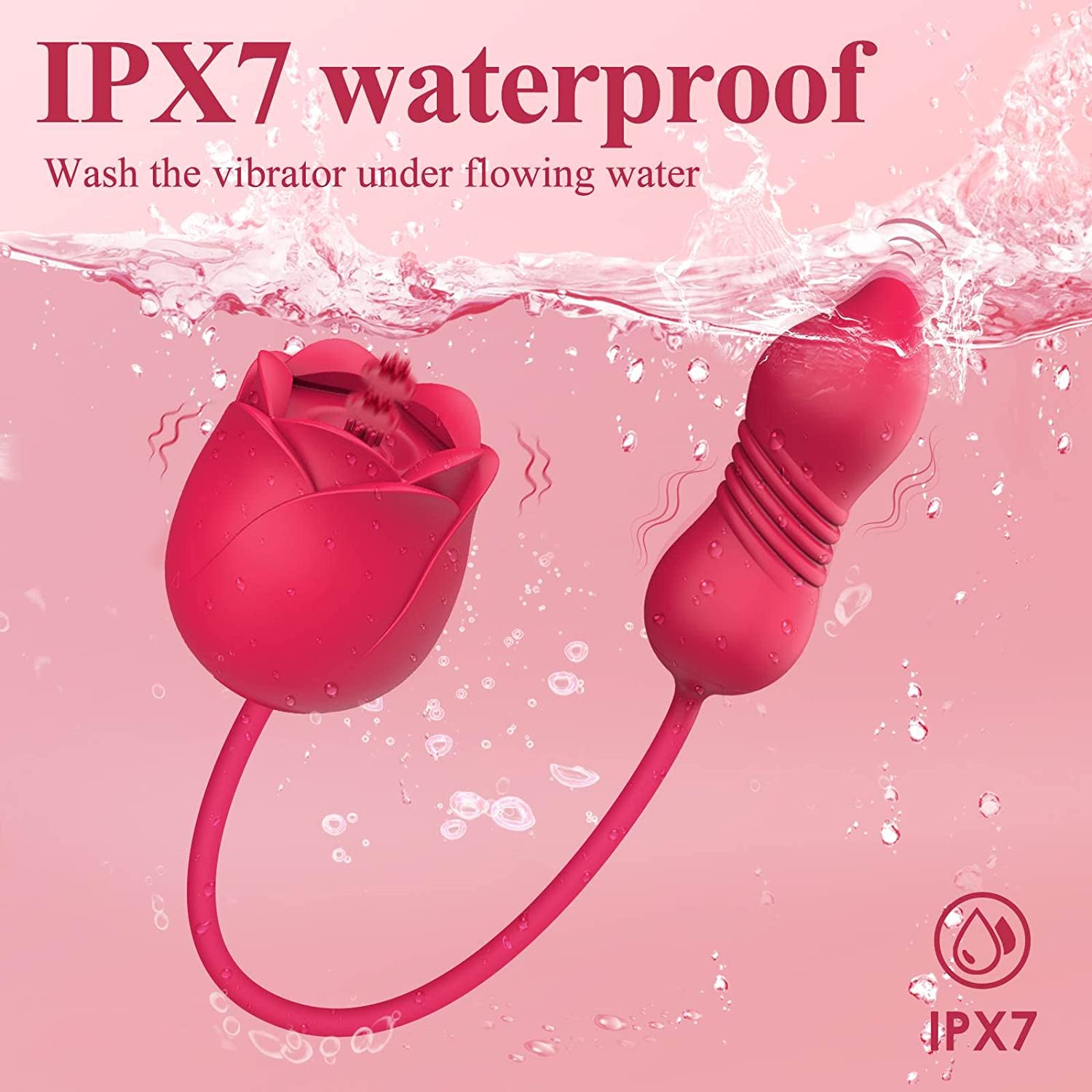 18 Flapping Rose Vibrator with Thrusting Dildo Sex Toy - Eilene