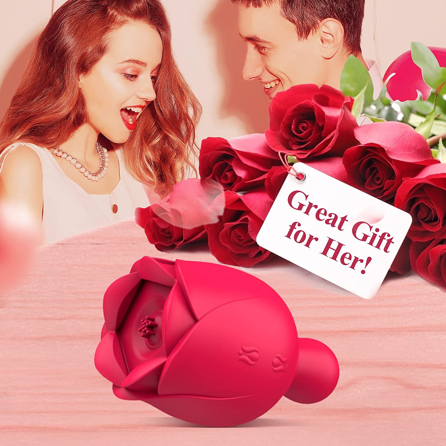 Rose Small Vibrators with 9 Tapping Modes Clitoral Nipple Stimulator - Fran