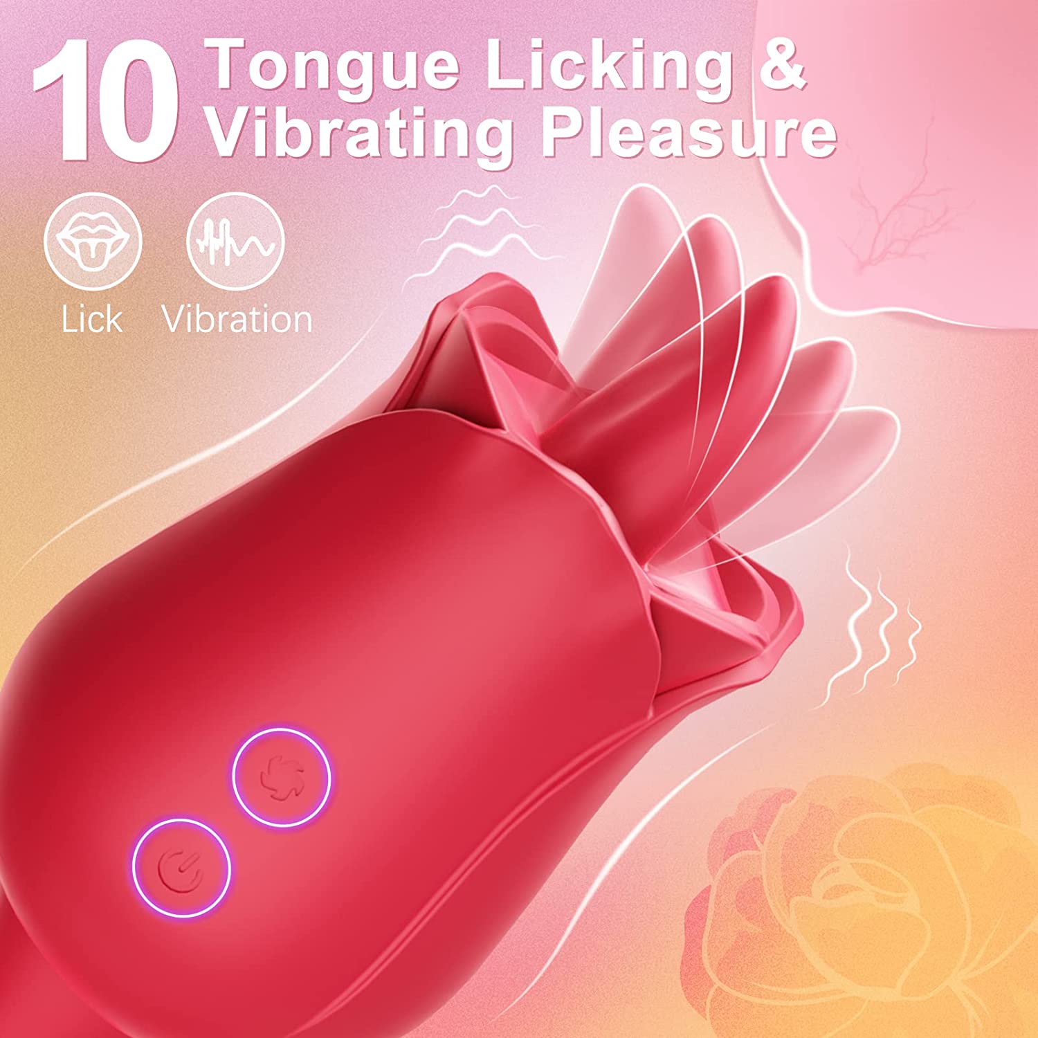 10 Modes Rose Thrusting Dildo Tongue Licking Vibrator - Meral