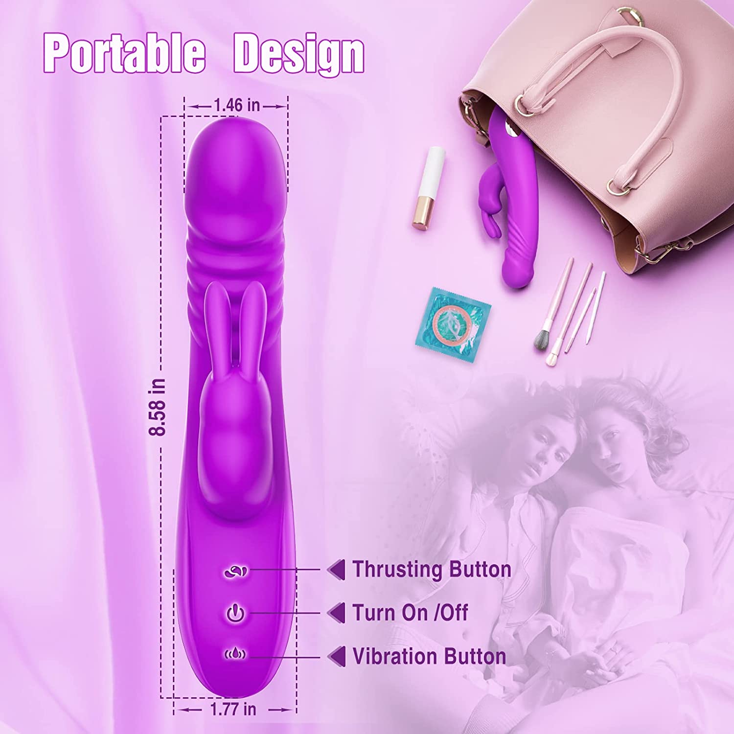 3 Powerful Thrusting Speeds  11 Vibration Modes Rabbit Vibrator - Nina
