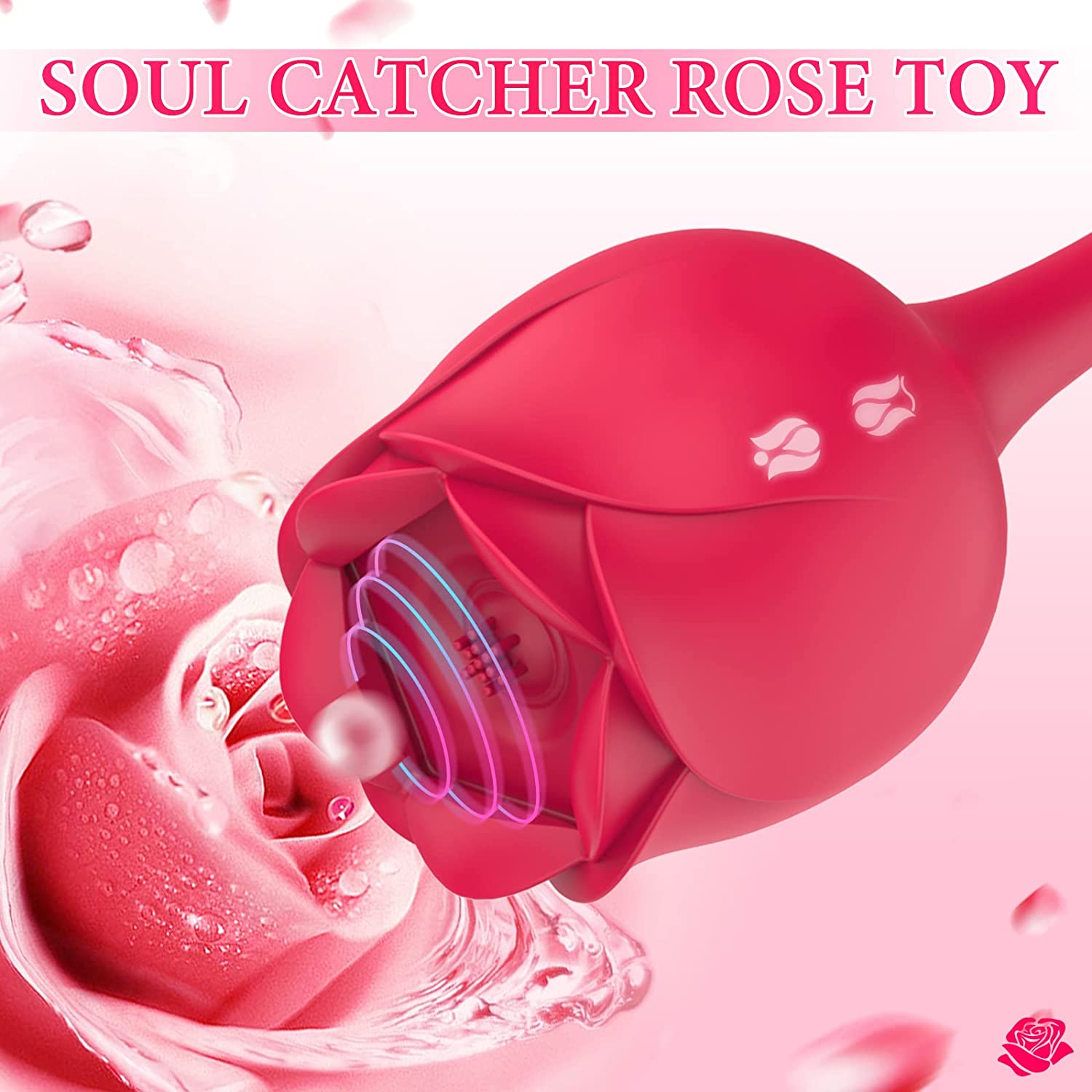 Rose Vibrator with 9 Pulsing & Vibrating ，Vibrating Dildo-Sara