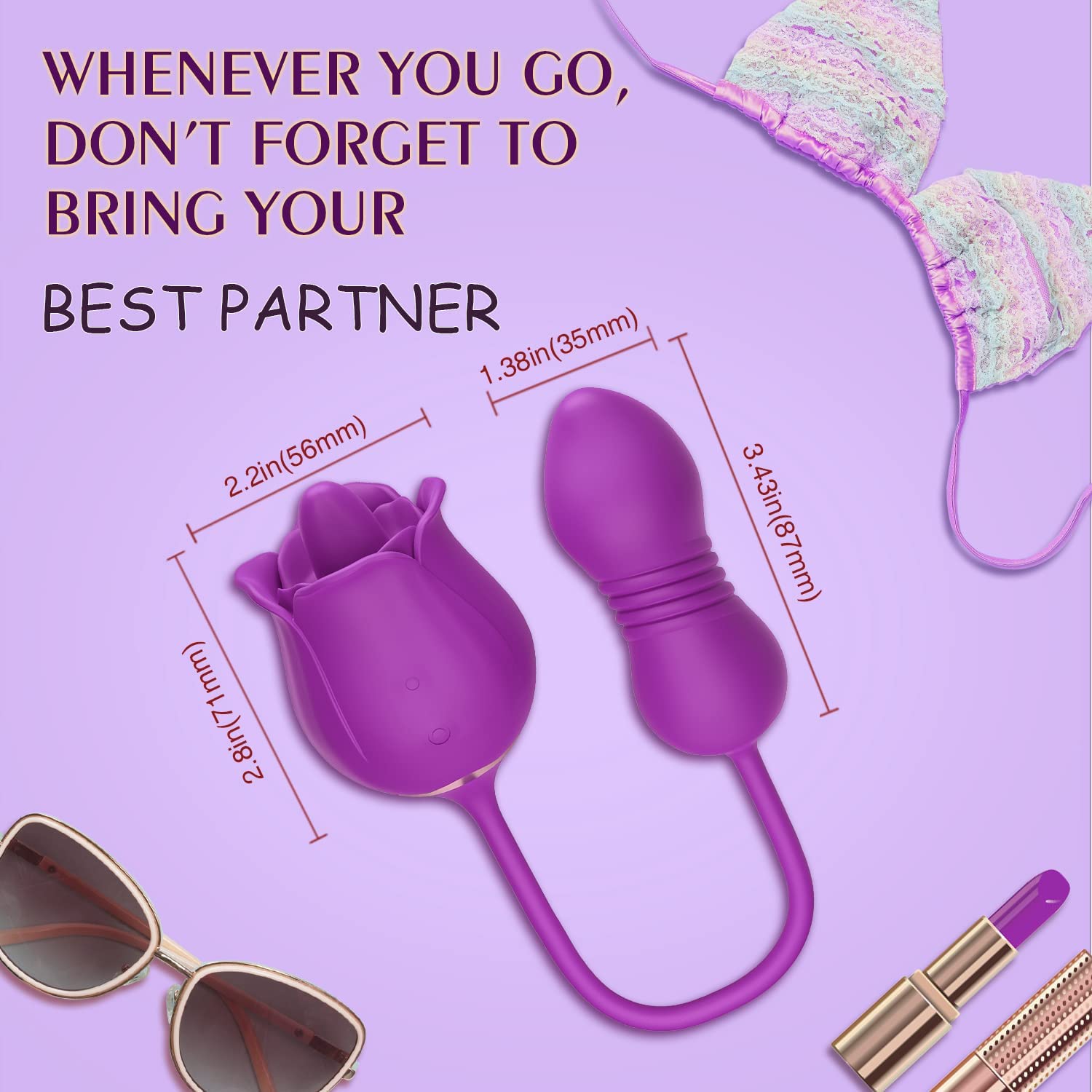 3 in 1 Rose Toy Vibrator -  Carmen
