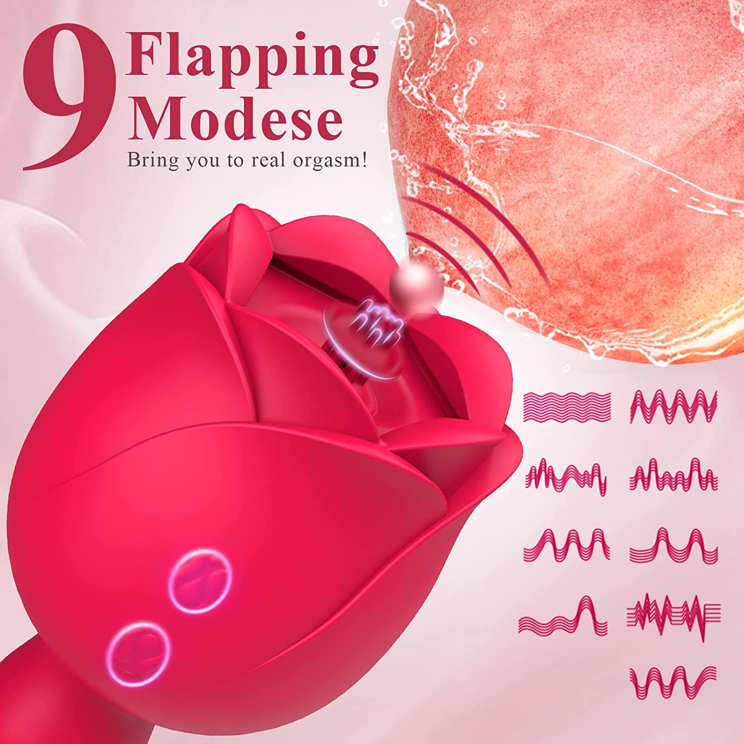 Rose Small Vibrators with 9 Tapping Modes Clitoral Nipple Stimulator - Fran