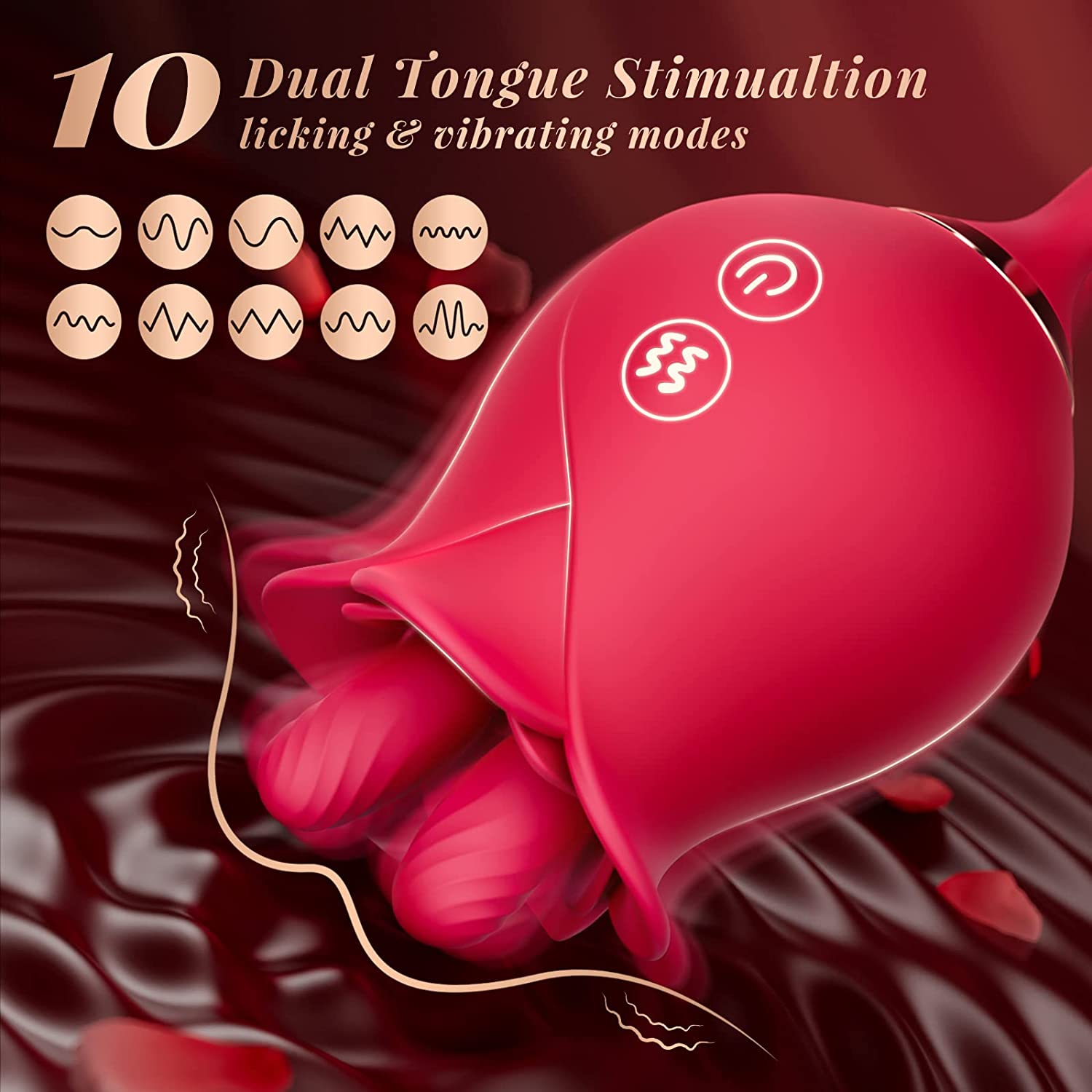 3in1 Dual Tongue Rose Toy Sex Stimulator for Women - Romeo
