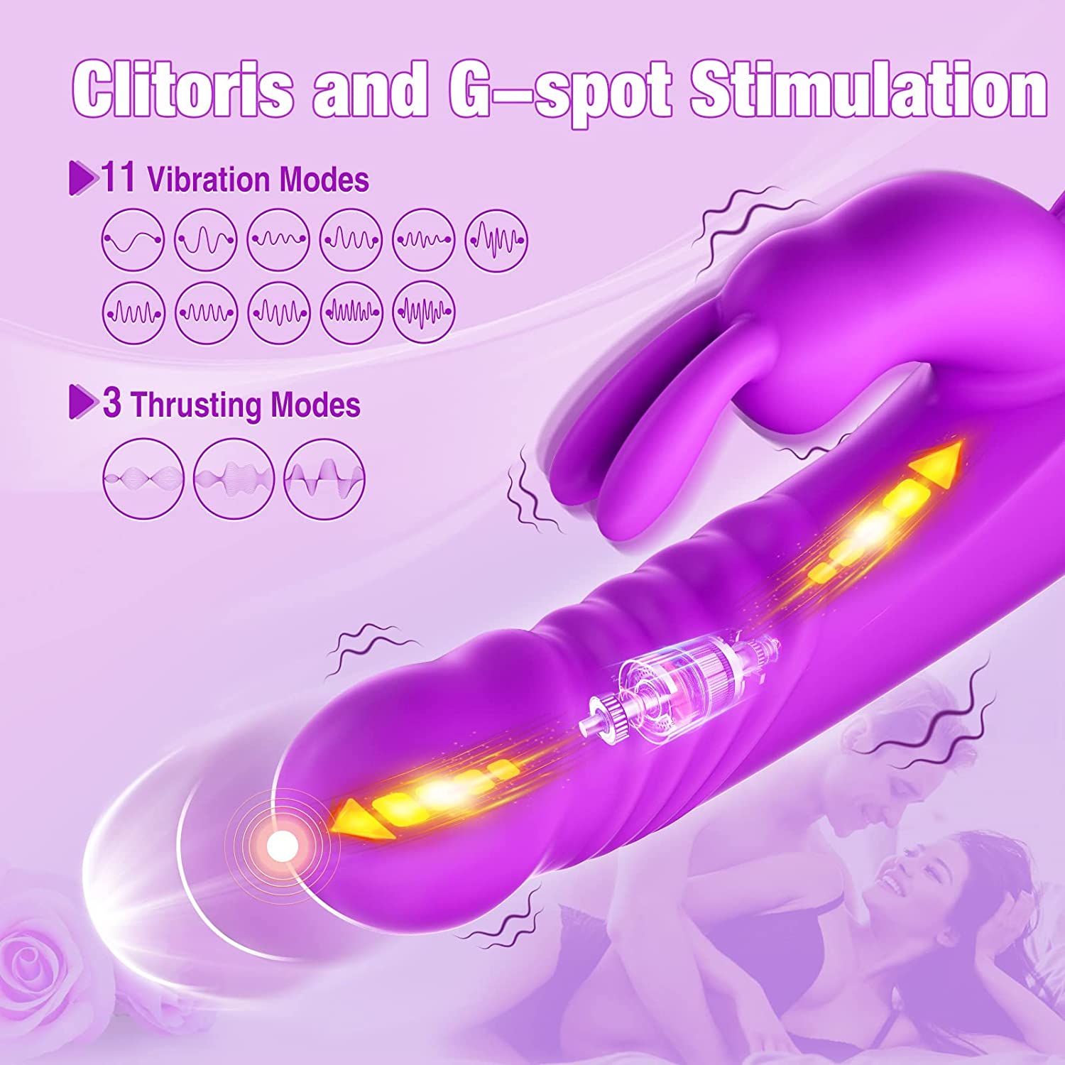 3 Powerful Thrusting Speeds  11 Vibration Modes Rabbit Vibrator - Nina