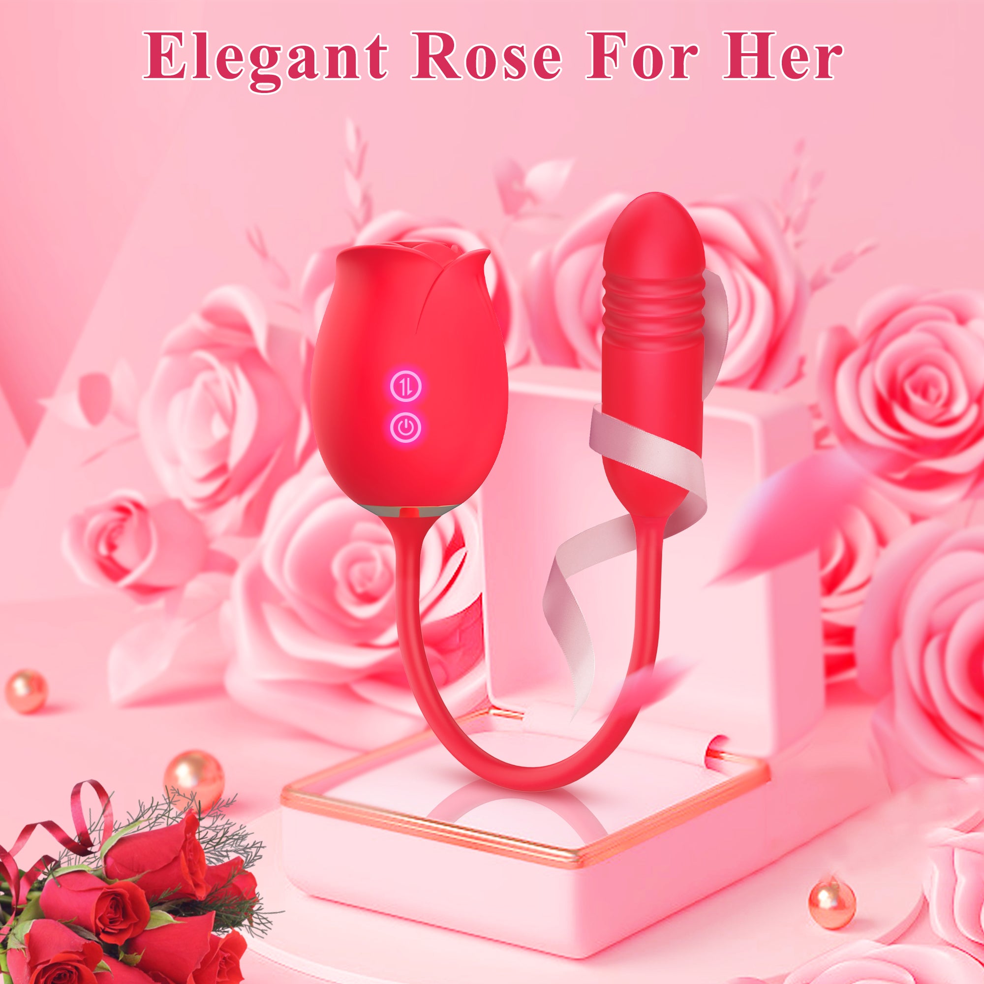 Upgraded Rose Sex Sucker with 18 Sucking Thrusting Dildo--Susan