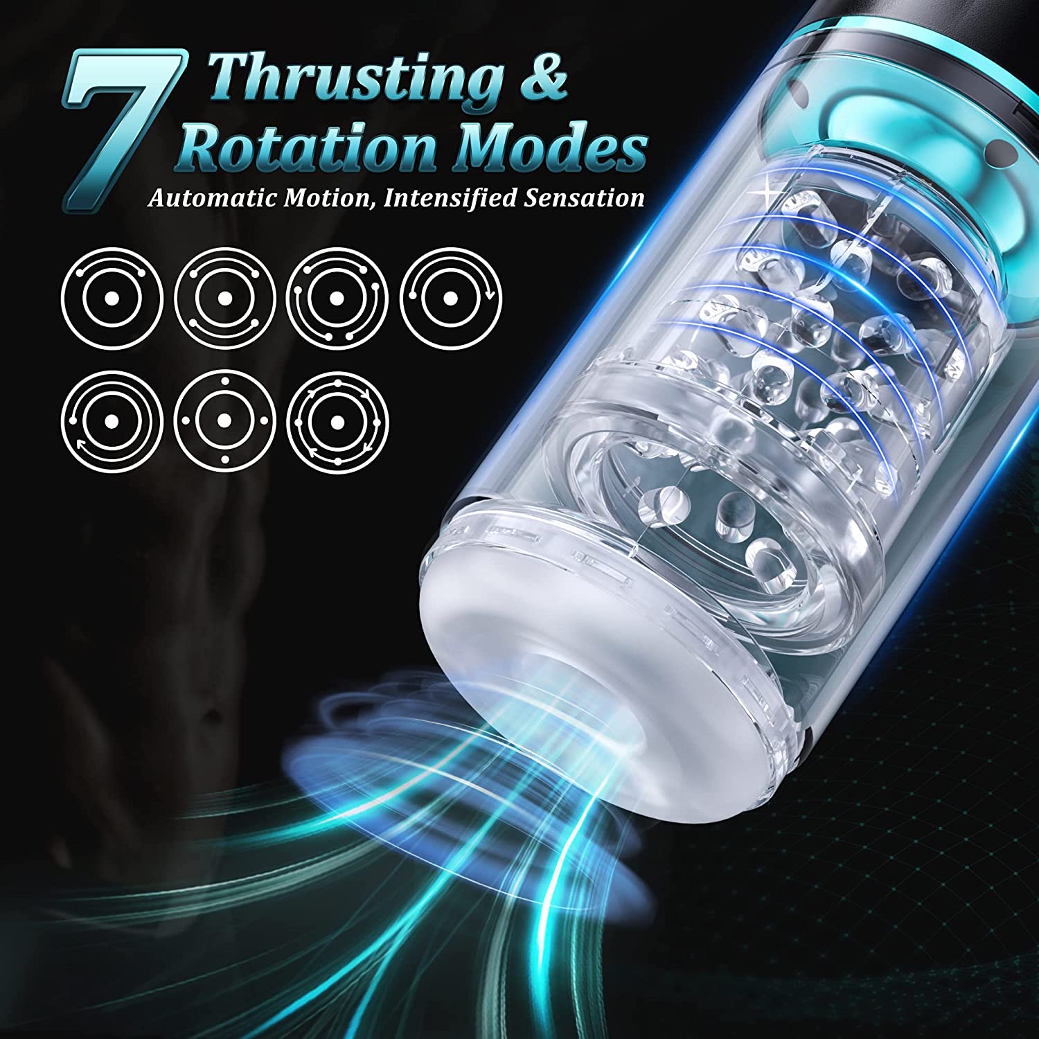 7 Thrusting & Rotating Automatic Male Masturbators Cup - Hurricane