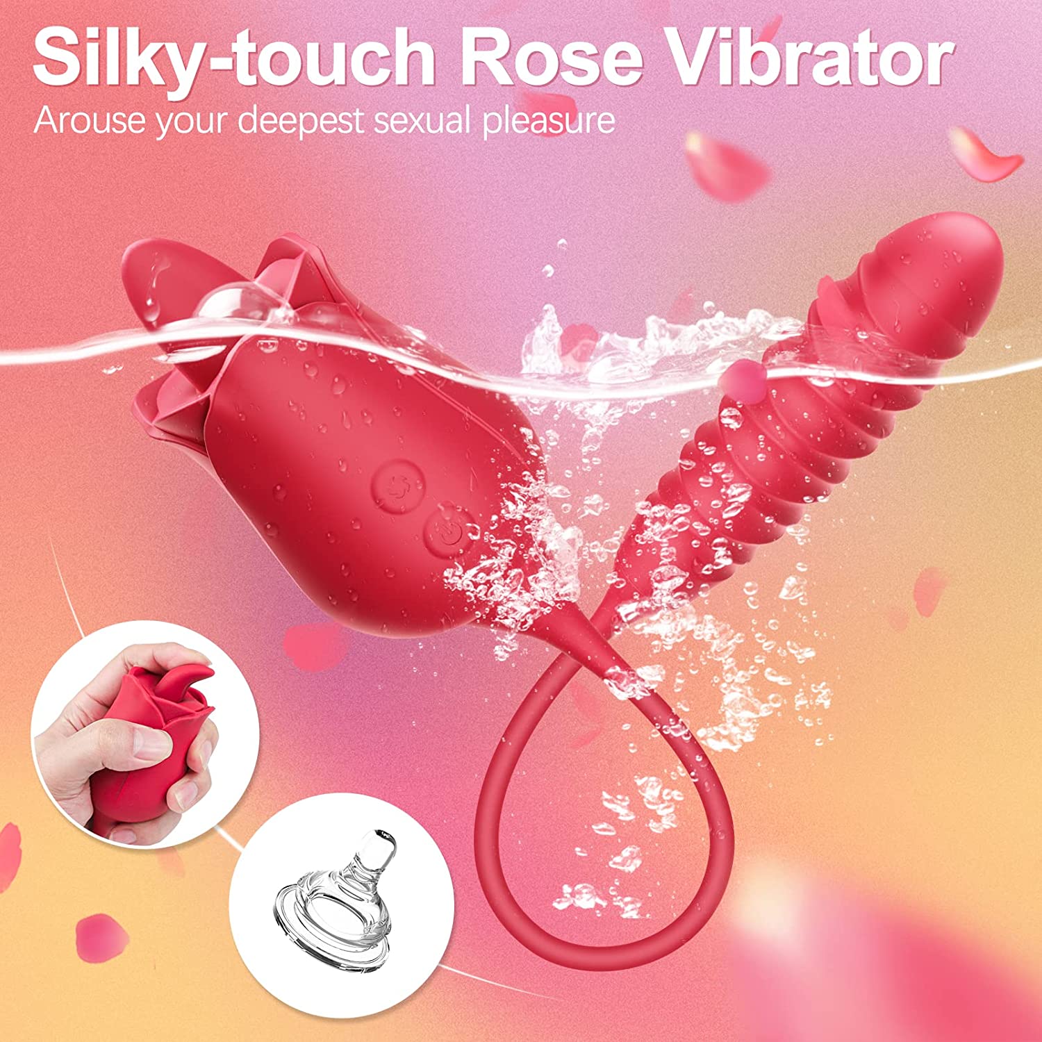 10 Modes Rose Thrusting Dildo Tongue Licking Vibrator - Meral
