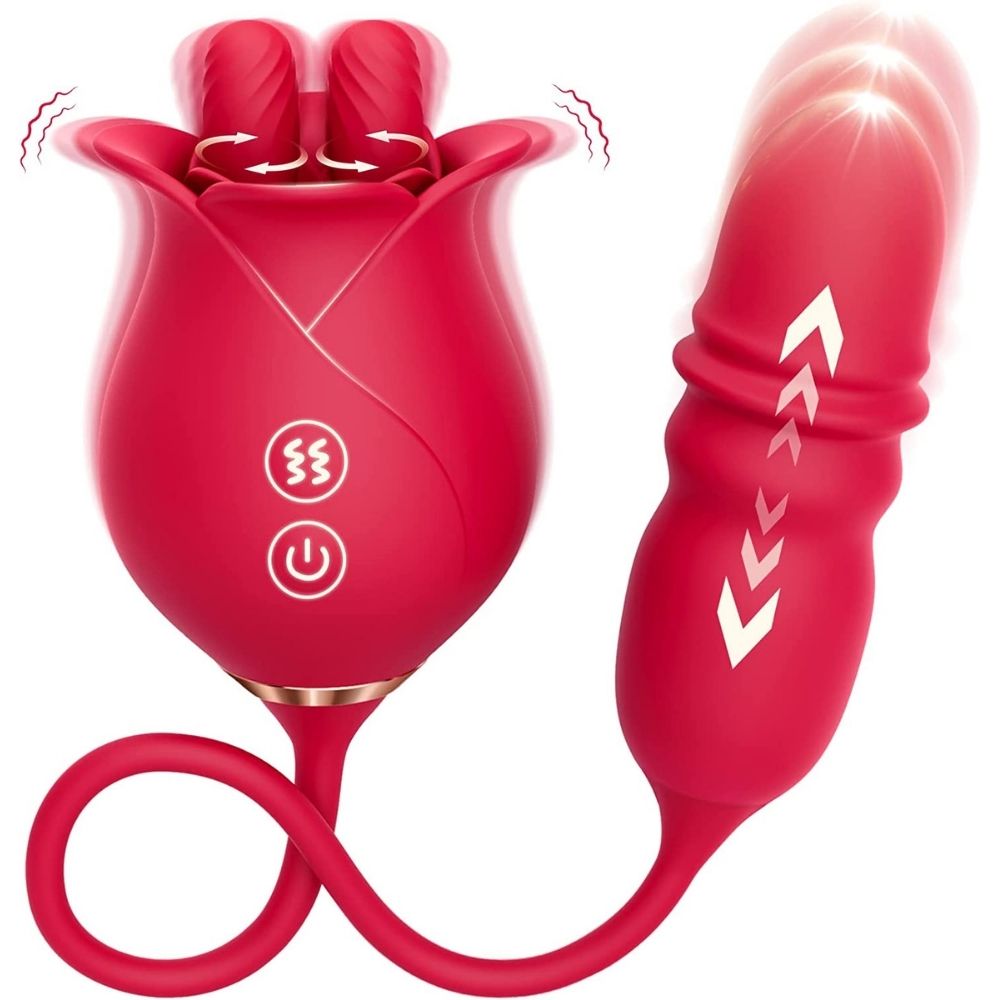 3in1 Dual Tongue Rose Toy Sex Stimulator for Women - Romeo